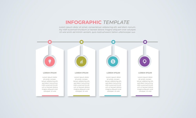 infographic design with 4 steps for data visualization, diagram, annual report, web design, presenta