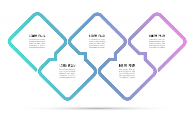 Progettazione infografica con 5 opzioni o passaggi. infografica per il concetto di business.