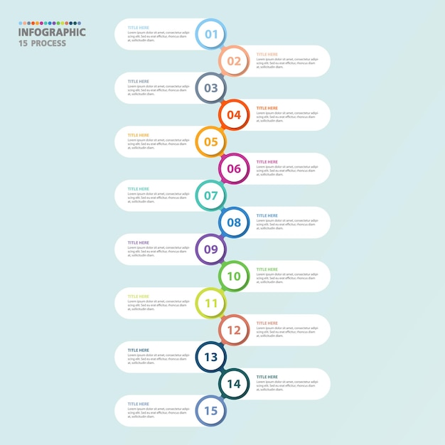 Infographic design with icons and 15 options or steps Thin line vector