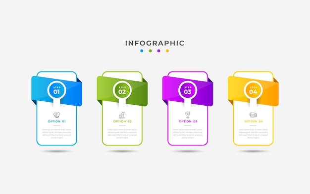 Design infografico con icone e 4 opzioni o passaggi infografica per il concetto di business