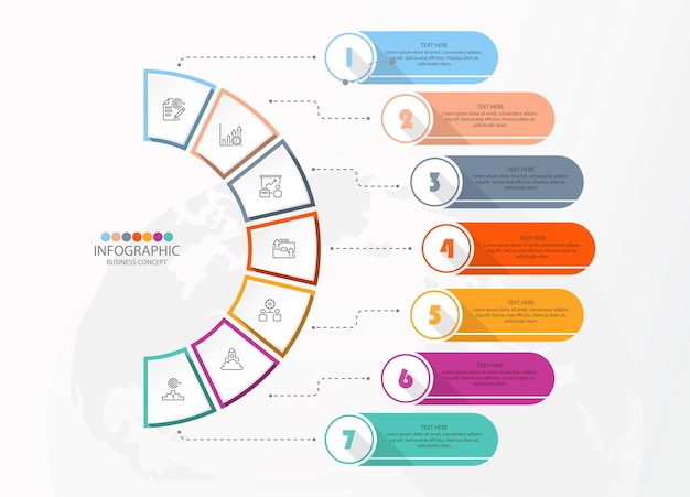 Progettazione infografica con icone e 4 opzioni o passaggi. vettore di linea sottile.