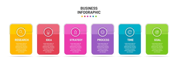 アイコンと6つのオプションまたはステップを備えたインフォグラフィックデザイン
