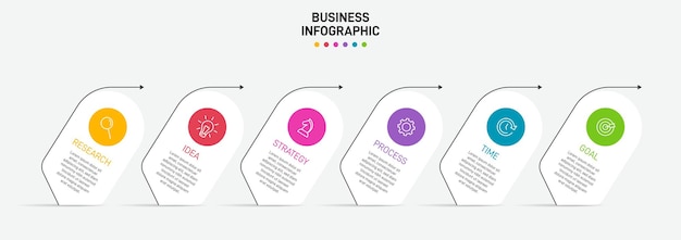 Инфографический дизайн с иконками и 6 вариантами или шагами