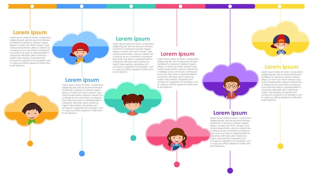 Vettore progettazione infografica con bambini e testo