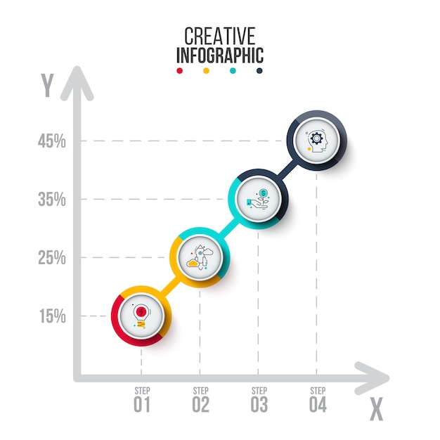 Vector infographic diapresentatie. concept van bedrijfsprojectvisualisatie met 4 opties of stappen.