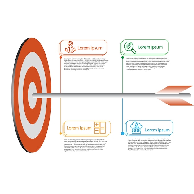 Infographic doel en pijl vector Sjabloon Proces concept Stap voor strategie en informatie educa