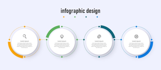 4 단계 프리미엄 벡터와 Infographic 우아한 단계 컬렉션 평면 디자인 서식 파일