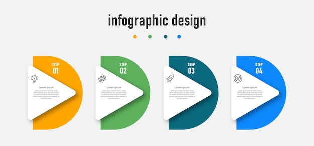 4 단계 프리미엄 벡터와 Infographic 우아한 단계 컬렉션 평면 디자인 서식 파일