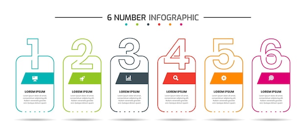 Infographic element design templates with icons and 6 numbers