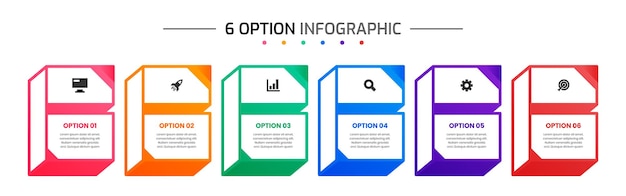 Infographic Element Design Templates with Icons and 6 Options Suitable for Process Diagram