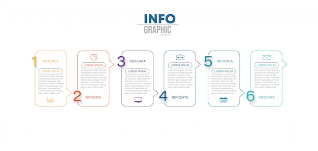 Infographic element met pictogrammen en opties of stappen.