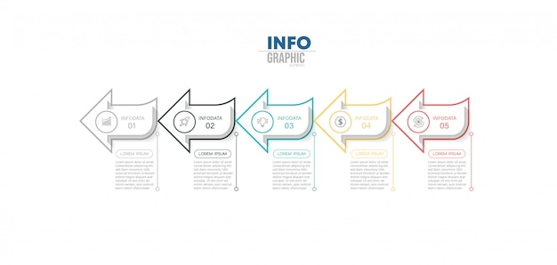 Elemento di infografica con 5 opzioni o passaggi. può essere utilizzato per processo, presentazione, diagramma, layout del flusso di lavoro, grafico informativo, web design.