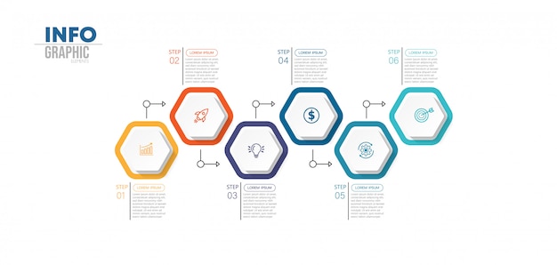 Infographic element with 6 options or steps. can be used for process, presentation, diagram, workflow layout, info graph, web design.