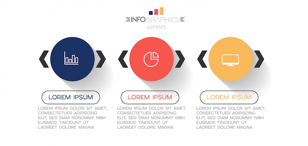 Infographic element with icons and 3 options or steps.