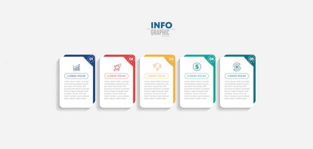 Infographic element with icons and 5 options or steps.