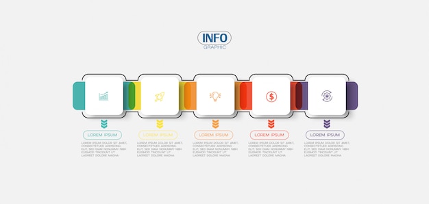 아이콘 및 5 옵션 또는 단계 Infographic 요소