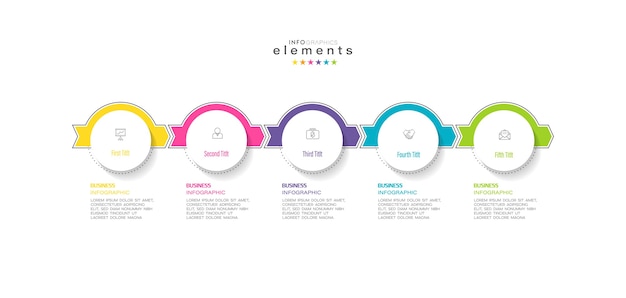 Infographic element with icons and 5 options or steps.