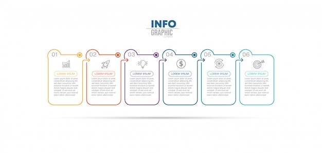 아이콘 및 6 옵션 또는 단계 Infographic 요소