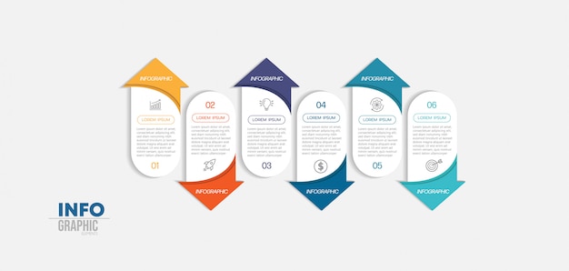 Infographic element with icons and 6 options or steps.