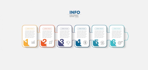 Infographic element with icons and 6 options or steps.