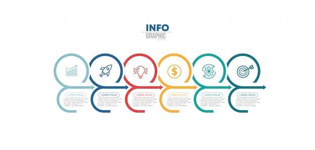 Infographic element with icons and 6 options or steps.