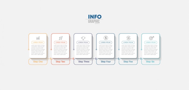 Infographic element with icons and 6 options or steps. 