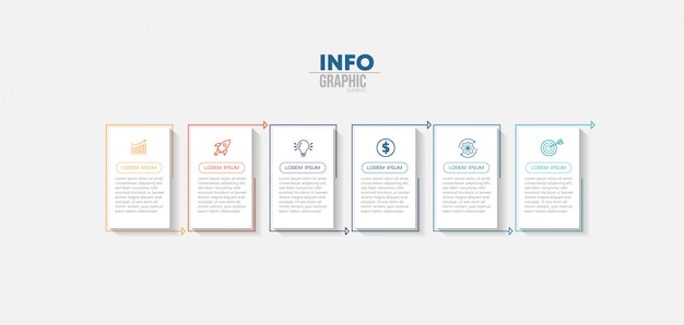 Infographic element with icons and 6 options or steps.