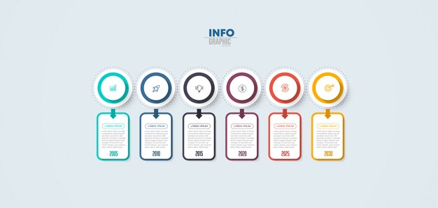 Elemento di infografica con icone e 6 opzioni o passaggi.