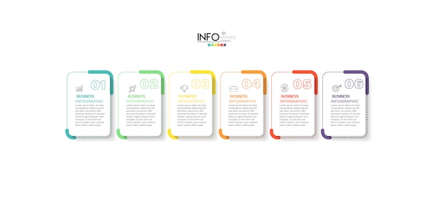 Infographic element with icons and 6 options or steps