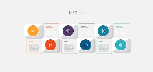 infographic element with icons and 6 options or steps.
