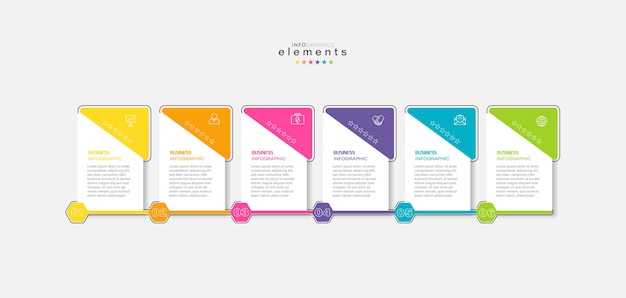 Infographic element with icons and 6 options or steps.