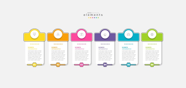 Infographic element with icons and 6 options or steps.