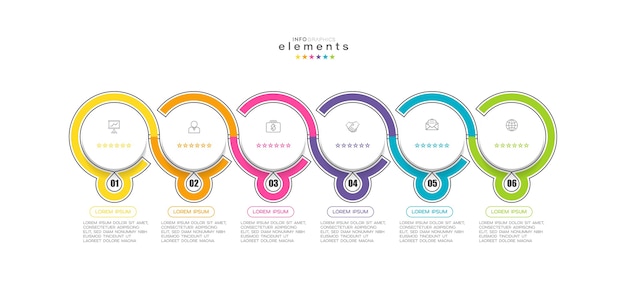 Elemento di infografica con icone e 6 opzioni o passaggi.