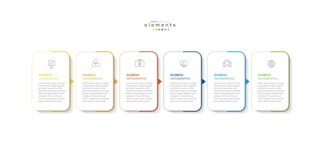 Vettore elemento di infografica con icone e 6 opzioni o passaggi