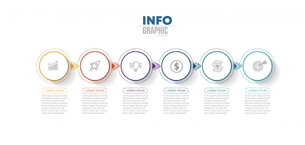 Infographic element with icons and 6 options or steps