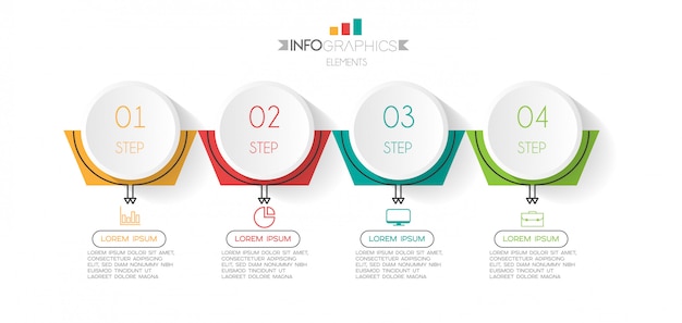 아이콘 및 4 옵션 또는 단계 Infographic 요소