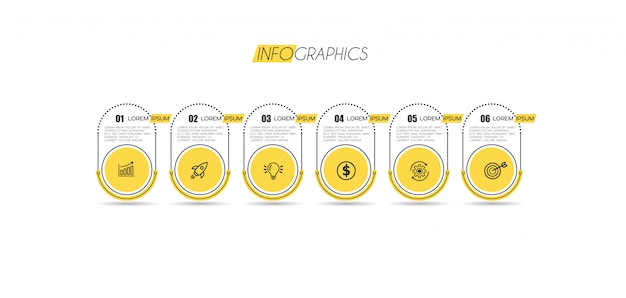 아이콘 및 6 옵션 또는 단계 Infographic 요소