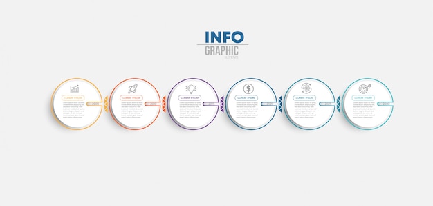 Инфографики элемент с иконками и 6 вариантов или шагов