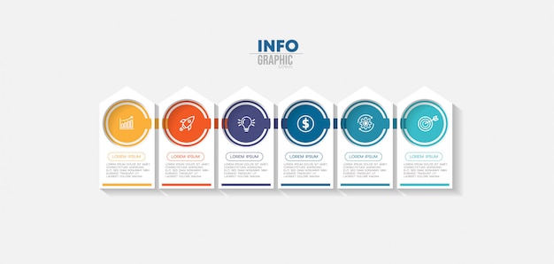 Infographic element with icons and  options or steps.