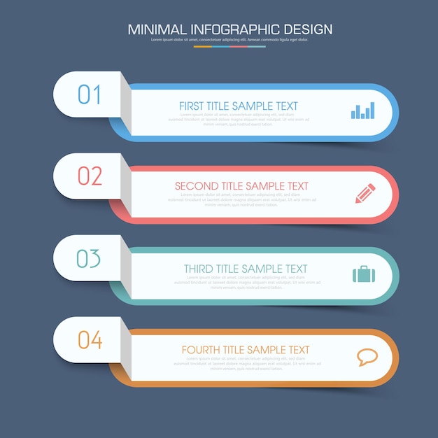 Infographic elementen met zakelijke pictogram op volledige kleur achtergrond proces of stappen en opties workflow diagrammen vector ontwerp element eps10 afbeelding