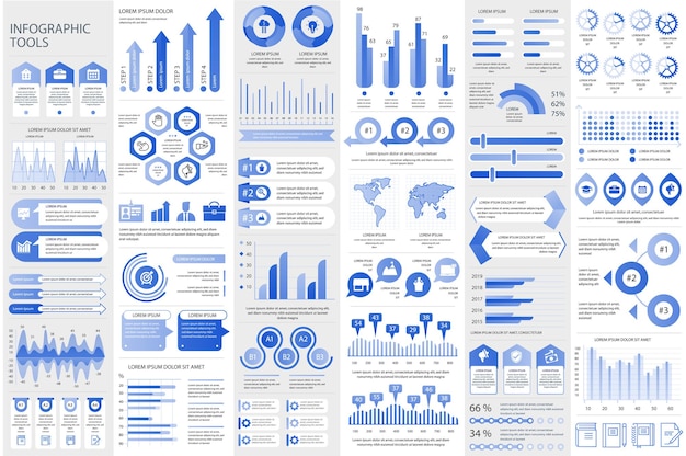 インフォグラフィック要素データ視覚化ベクトルデザインチャート図のタイムラインとワークフロー