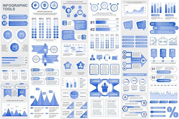 Infographic elements data visualization vector design chart diagram timeline and workflow