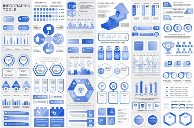 Elementi di infografica visualizzazione dati vettoriale diagramma grafico diagramma timeline e flusso di lavoro