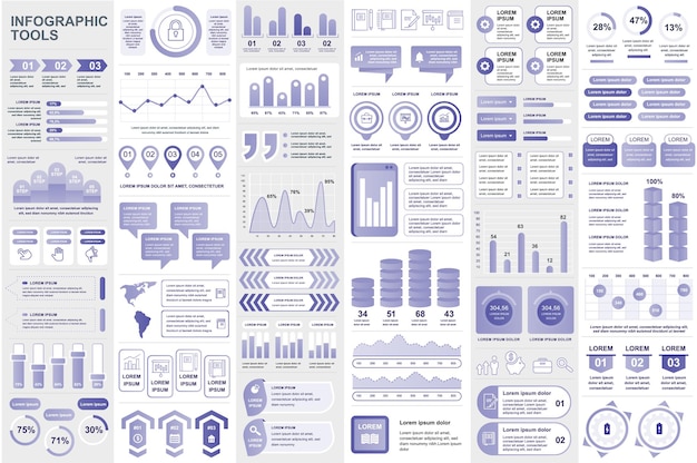 Elementi di infografica visualizzazione dati grafica vettoriale informazioni di progettazione