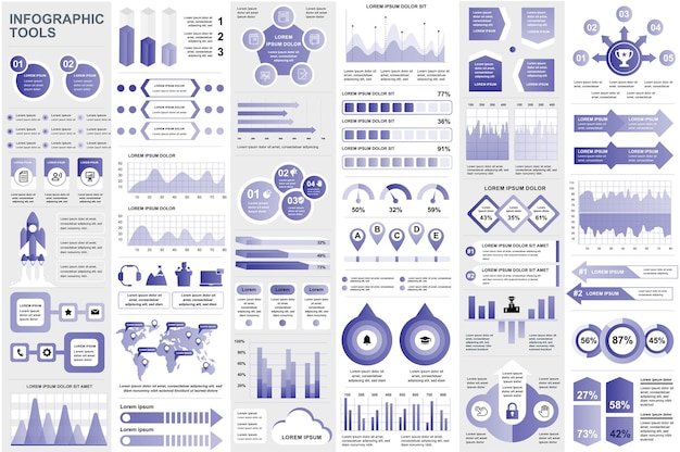 Elementi di infografica visualizzazione dati grafica vettoriale informazioni di progettazione