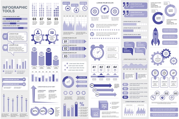 Elementi di infografica visualizzazione dati grafica vettoriale informazioni di progettazione