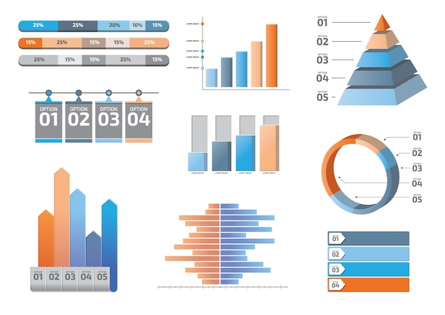 Vettore modello di progettazione vettoriale di visualizzazione dei dati degli elementi di infografica