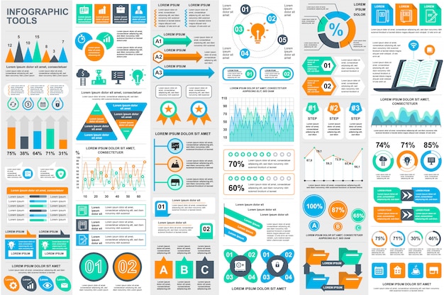 Modello di progettazione di vettore di visualizzazione di dati degli elementi di infographic