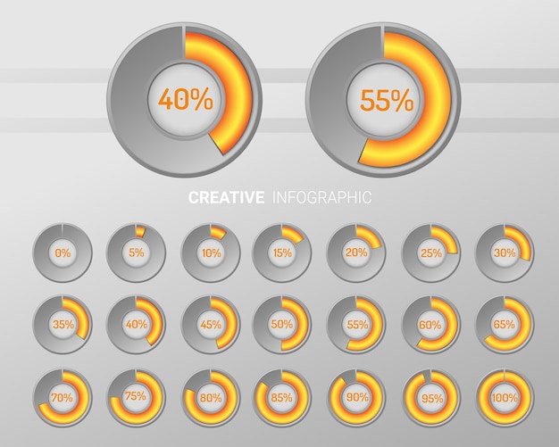 Infographic elements grafiekcirkel met aanduiding van percentages.