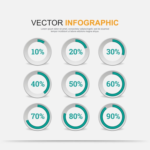 Infographic elements grafiekcirkel met indicatie van percentages